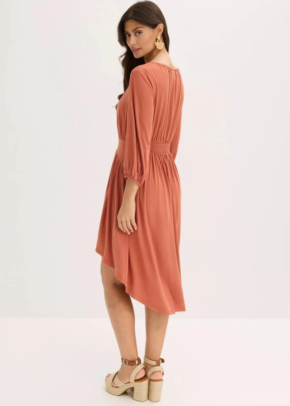 bonprix Kleider|Bekleidung·Pullover & Strickjacken^Jerseykleid aus fließendem Viskose-Mix cognac