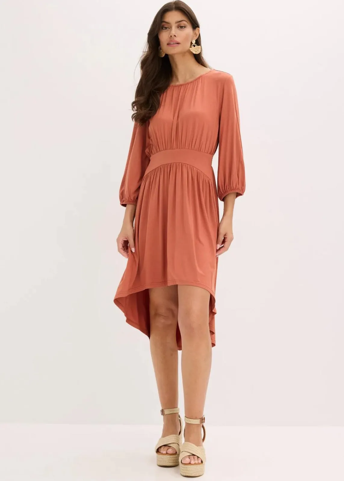 bonprix Kleider|Bekleidung·Pullover & Strickjacken^Jerseykleid aus fließendem Viskose-Mix cognac