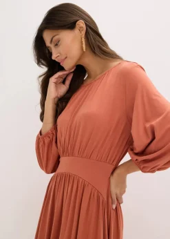 bonprix Kleider|Bekleidung·Pullover & Strickjacken^Jerseykleid aus fließendem Viskose-Mix cognac