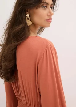 bonprix Kleider|Bekleidung·Pullover & Strickjacken^Jerseykleid aus fließendem Viskose-Mix cognac