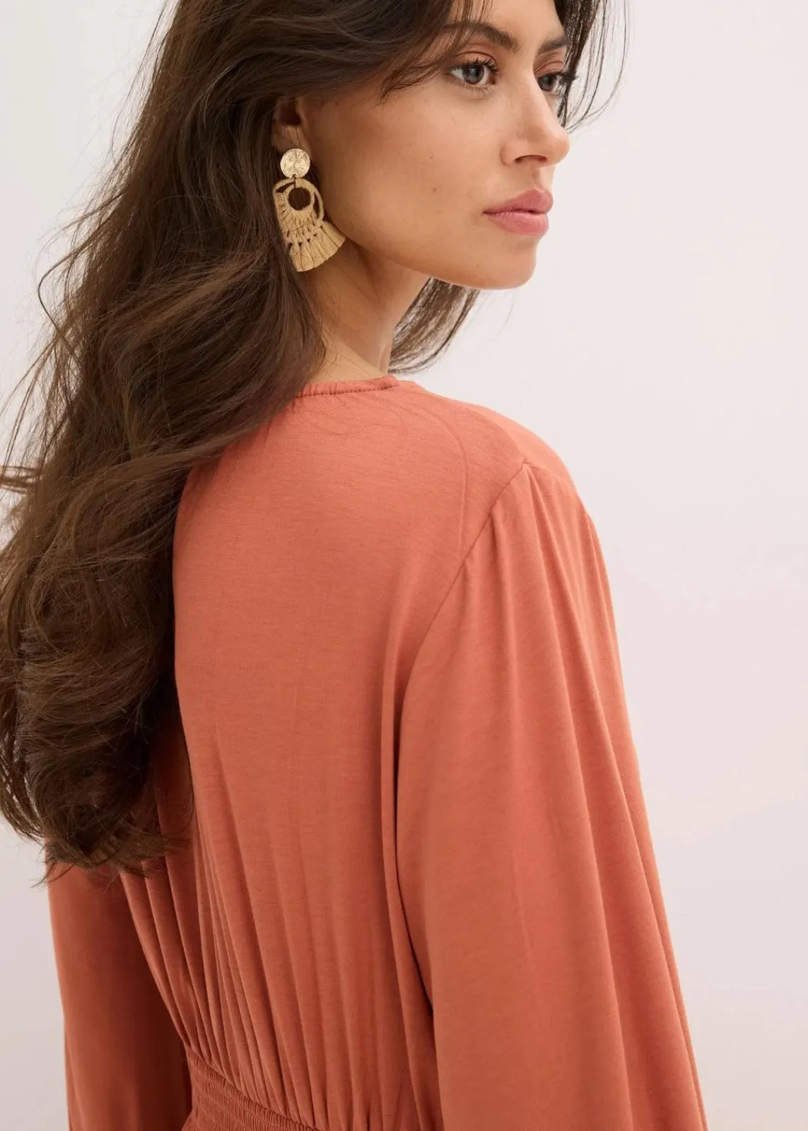 bonprix Kleider|Bekleidung·Pullover & Strickjacken^Jerseykleid aus fließendem Viskose-Mix cognac