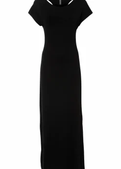 bonprix Kurzgrößen|Bekleidung·Pullover & Strickjacken^Jerseykleid aus fließendem Viskose-Elasthan-Mix schwarz
