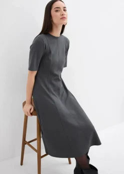 bonprix Bekleidung·Pullover & Strickjacken|Kleider^Jerseykleid aus fließendem Viskose-Mix anthrazit