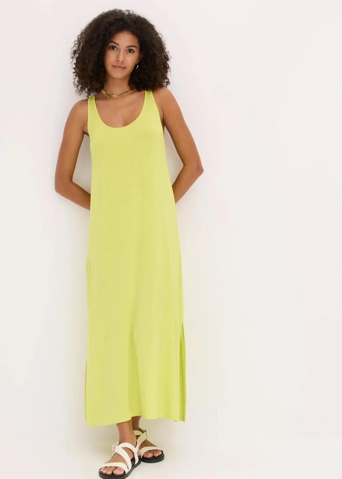 bonprix Nachhaltigere Materialien|Kleider^Jerseykleid aus fließender Viskose zitrusgelb
