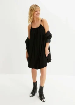 bonprix Bekleidung·Pullover & Strickjacken|Kleider^Jerseykleid aus fließender Viskose schwarz