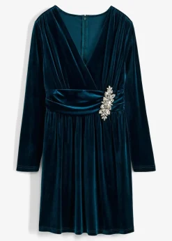 bonprix Bekleidung·Pullover & Strickjacken|Festliche Mode^Jerseykleid aus glänzendem Samt petrol
