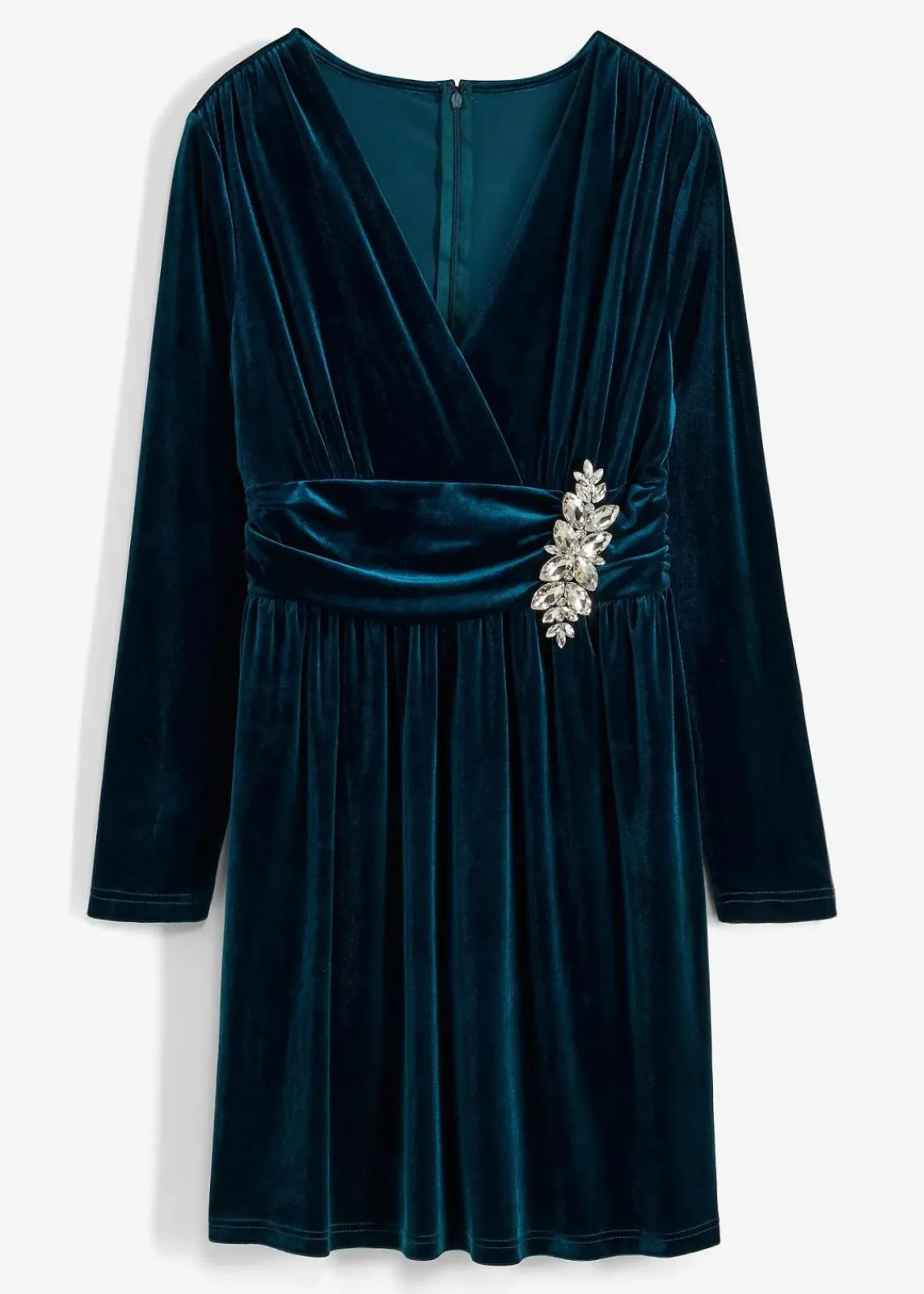 bonprix Bekleidung·Pullover & Strickjacken|Festliche Mode^Jerseykleid aus glänzendem Samt petrol
