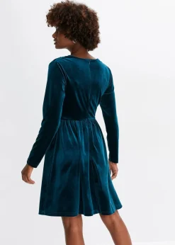 bonprix Bekleidung·Pullover & Strickjacken|Festliche Mode^Jerseykleid aus glänzendem Samt petrol