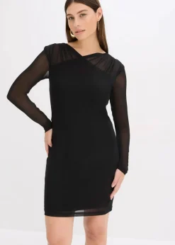 bonprix Bekleidung·Pullover & Strickjacken|Kleider^Jerseykleid aus Mesh schwarz