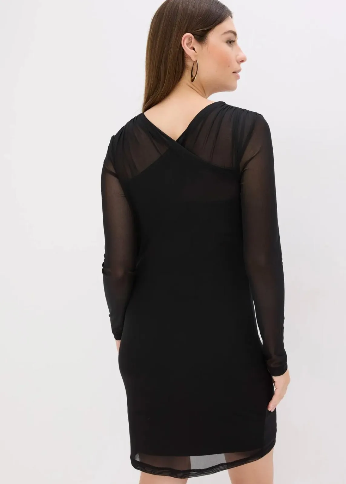 bonprix Bekleidung·Pullover & Strickjacken|Kleider^Jerseykleid aus Mesh schwarz