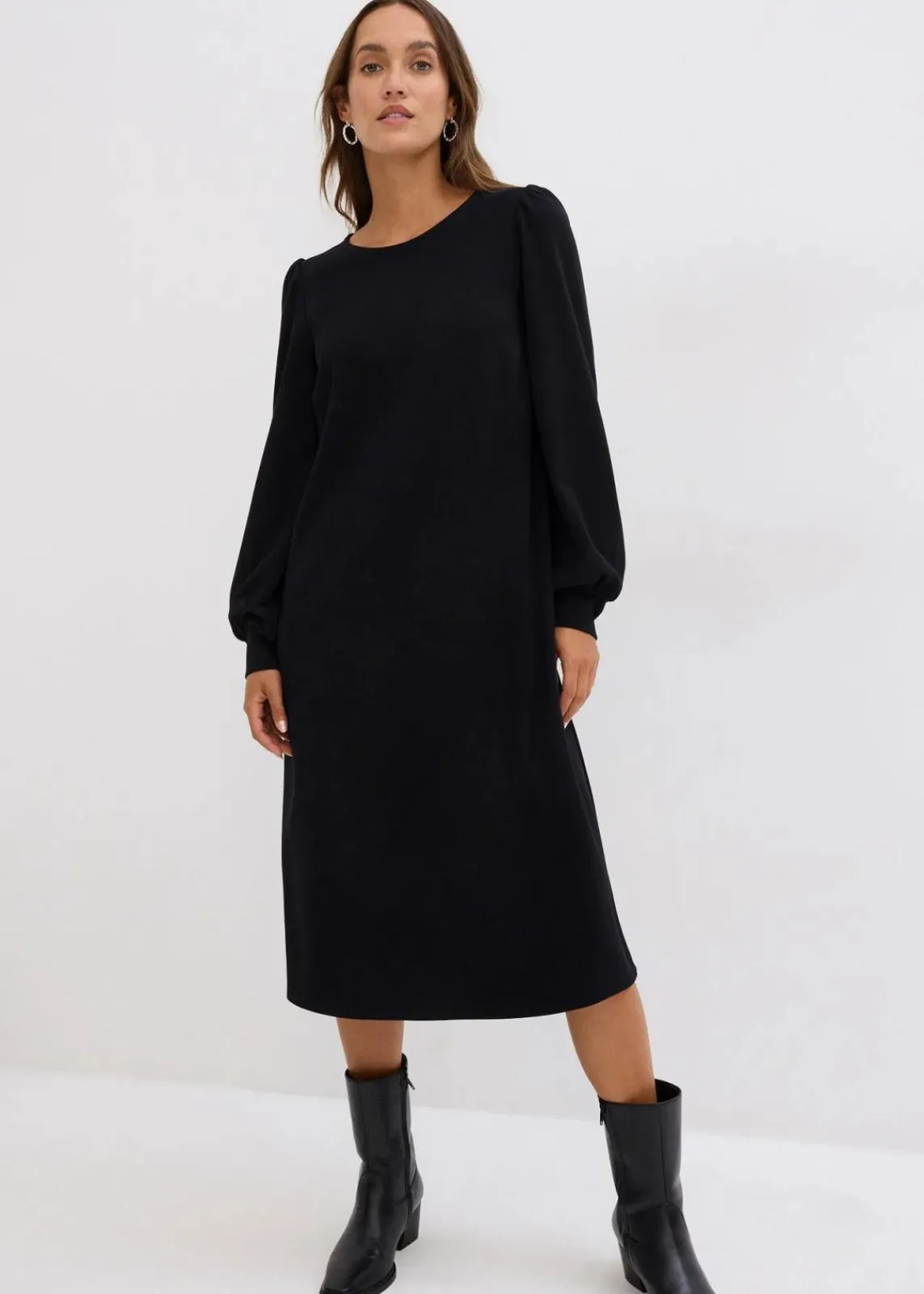 bonprix Bekleidung·Pullover & Strickjacken|Nachhaltigere Materialien^Jerseykleid aus Punto di Roma schwarz