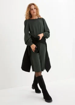 bonprix Kleider|Nachhaltigere Materialien^Jerseykleid aus Punto di Roma tannengrün