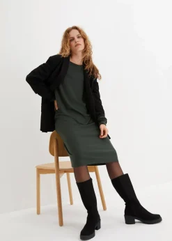 bonprix Kleider|Nachhaltigere Materialien^Jerseykleid aus Punto di Roma tannengrün