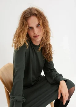 bonprix Kleider|Nachhaltigere Materialien^Jerseykleid aus Punto di Roma tannengrün