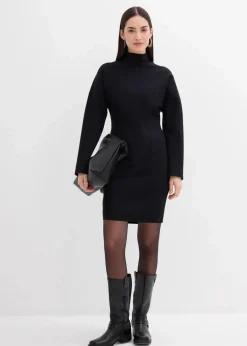 bonprix Bekleidung·Pullover & Strickjacken|Kleider^Jerseykleid aus Punto di Roma schwarz