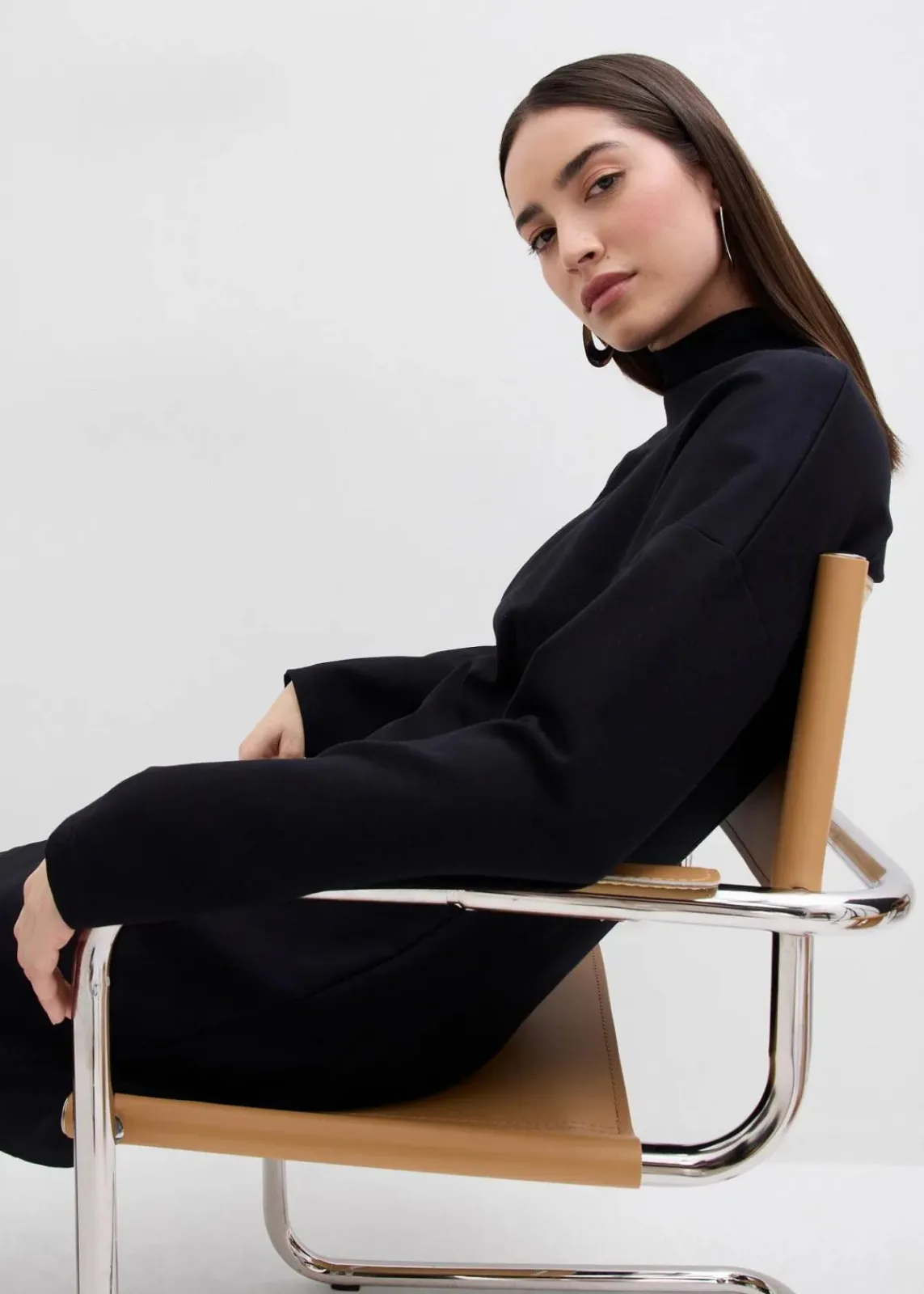 bonprix Bekleidung·Pullover & Strickjacken|Kleider^Jerseykleid aus Punto di Roma schwarz