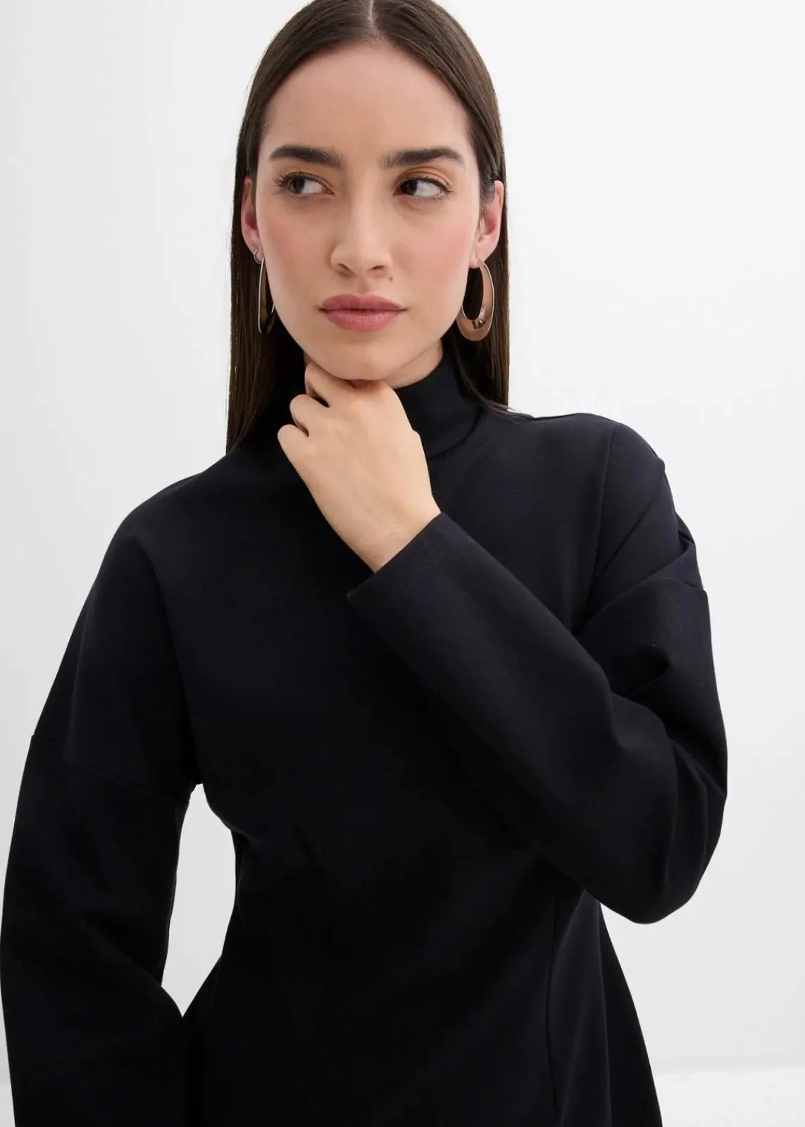 bonprix Bekleidung·Pullover & Strickjacken|Kleider^Jerseykleid aus Punto di Roma schwarz