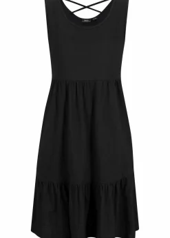 bonprix Kleider|Bekleidung·Pullover & Strickjacken^Jerseykleid aus reiner Baumwolle schwarz