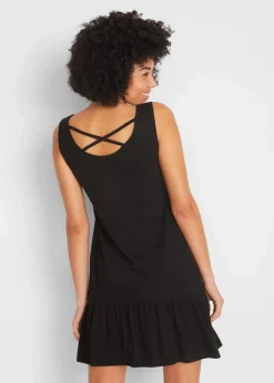bonprix Kleider|Bekleidung·Pullover & Strickjacken^Jerseykleid aus reiner Baumwolle schwarz