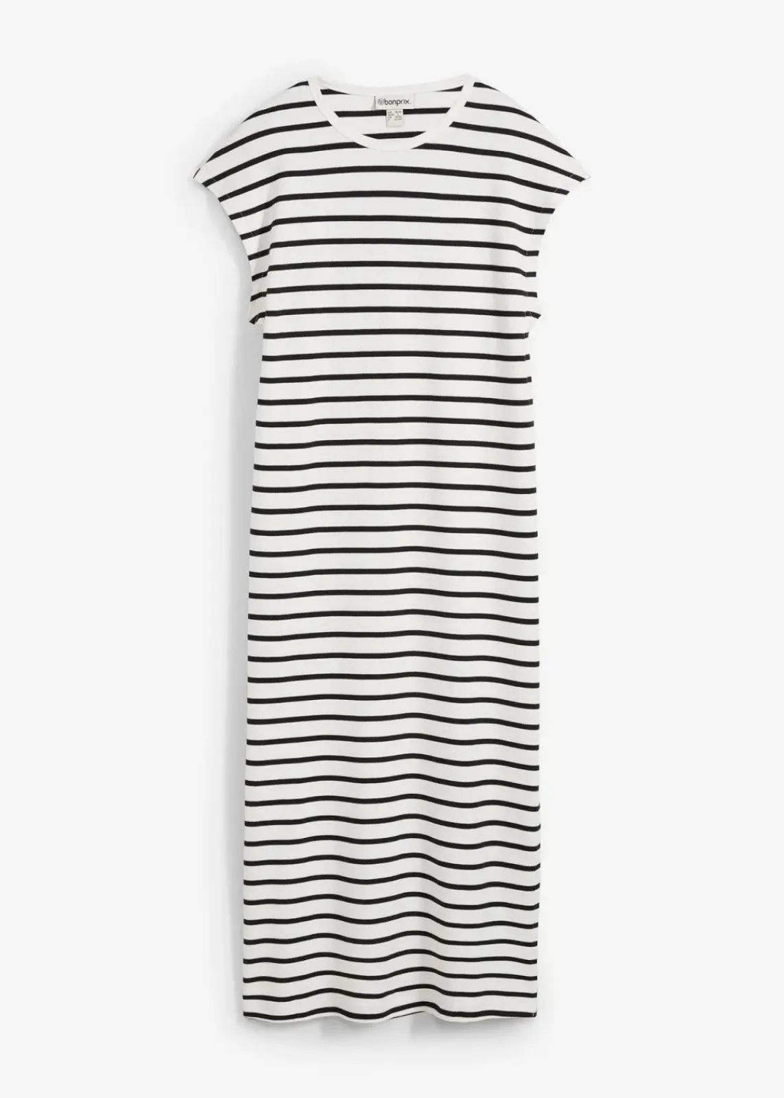 bonprix Bekleidung·Pullover & Strickjacken|Kleider^Jerseykleid aus reiner Baumwolle wollweiß/schwarz gestreift