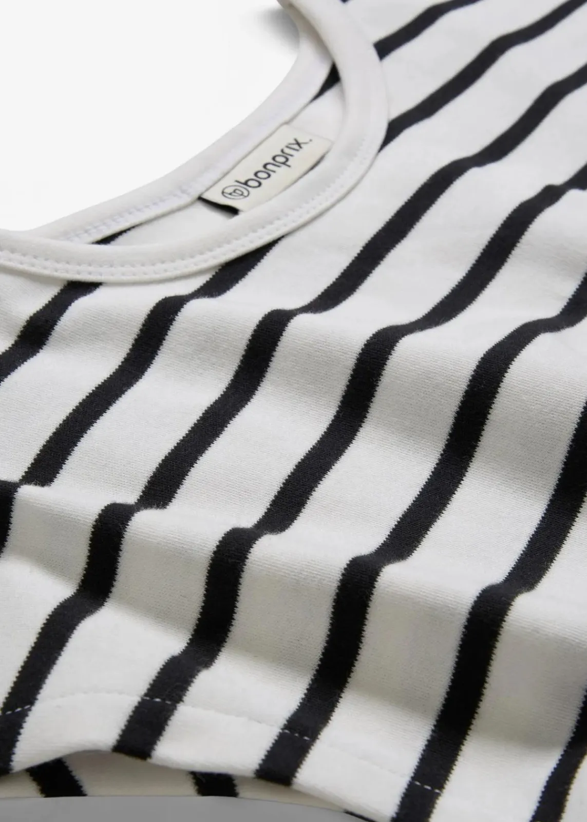 bonprix Bekleidung·Pullover & Strickjacken|Kleider^Jerseykleid aus reiner Baumwolle wollweiß/schwarz gestreift