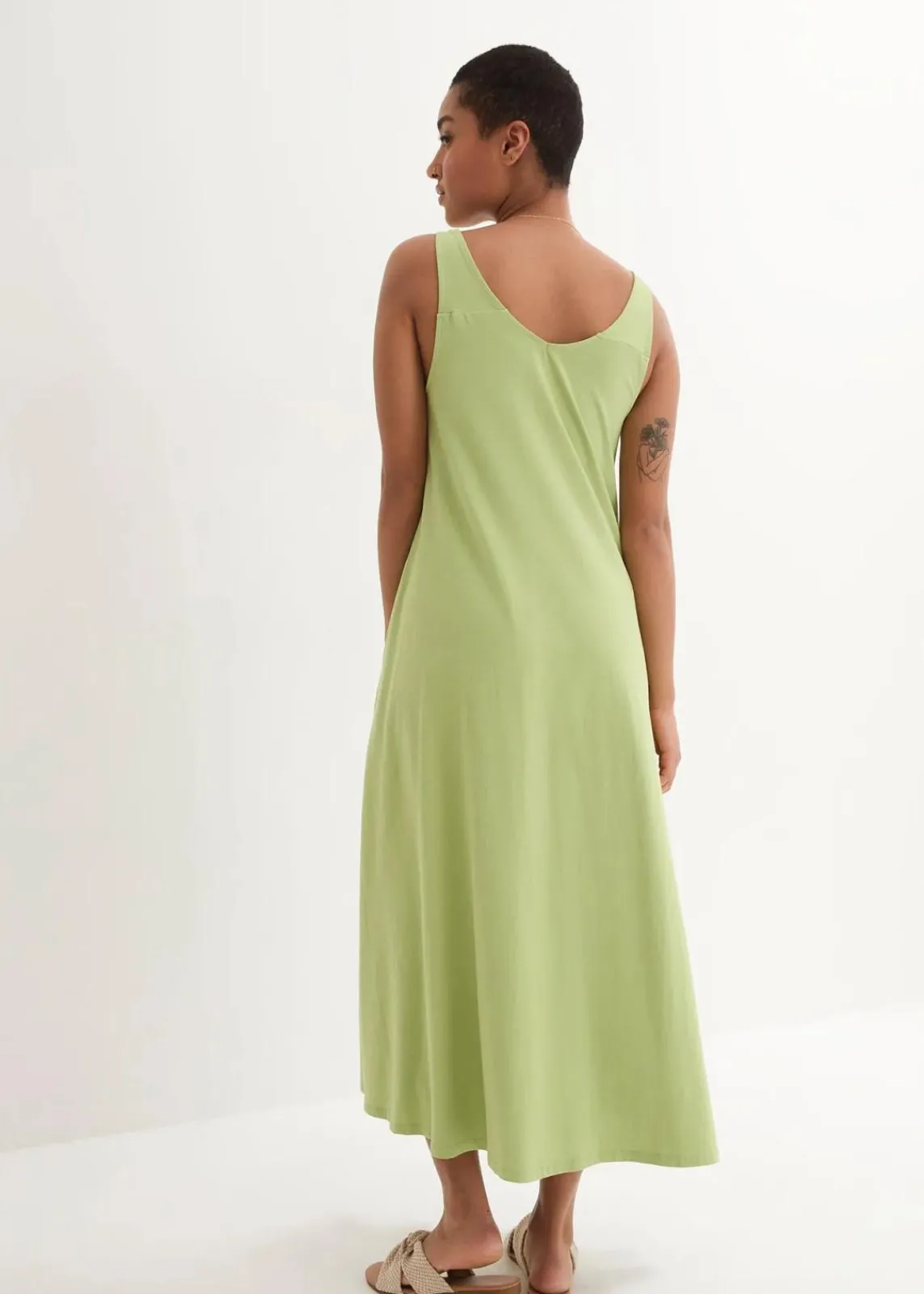 bonprix Kleider|Nachhaltigere Materialien^Jerseykleid aus reiner Baumwolle birnengrün