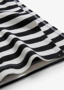 bonprix Nachhaltigere Materialien|Kleider^Jerseykleid aus reiner Baumwolle schwarz/wollweiß gestreift