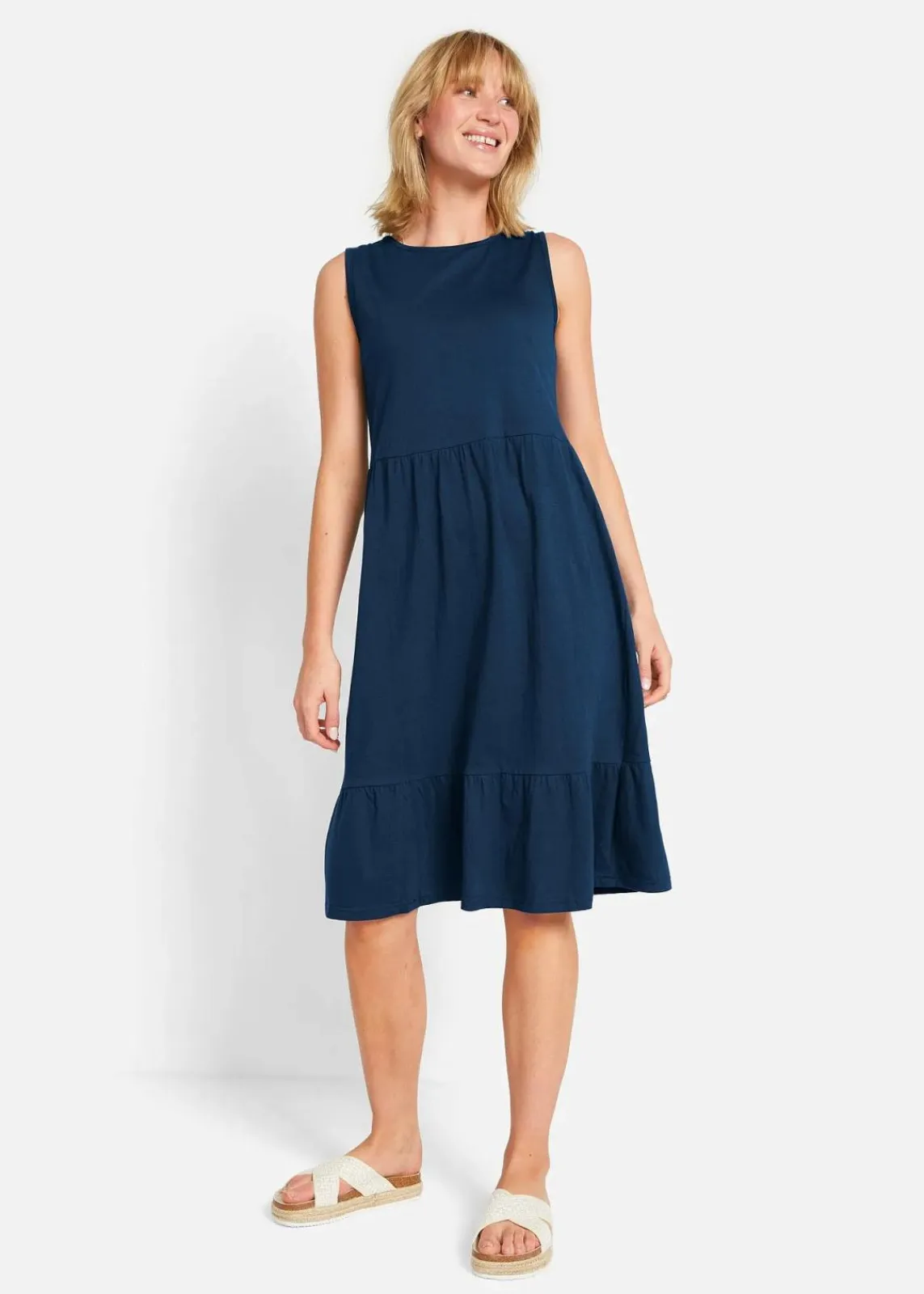 bonprix Nachhaltigere Materialien|Kleider^Jerseykleid aus reiner Baumwolle dunkelblau
