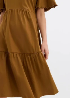 bonprix Nachhaltigere Materialien|Kleider^Jerseykleid aus reiner Baumwolle cognac braun