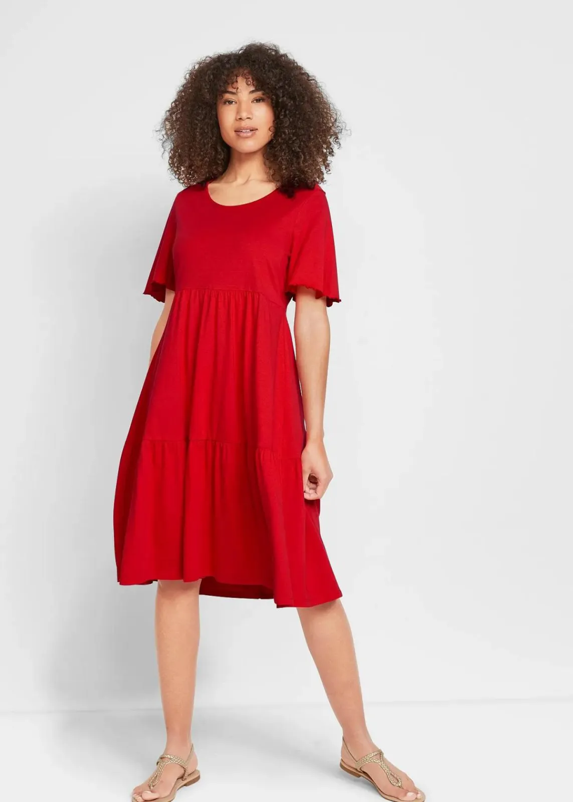 bonprix Nachhaltigere Materialien|Kleider^Jerseykleid aus reiner Baumwolle tomatenrot