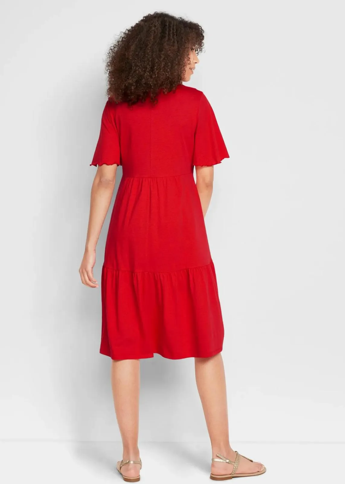 bonprix Nachhaltigere Materialien|Kleider^Jerseykleid aus reiner Baumwolle tomatenrot