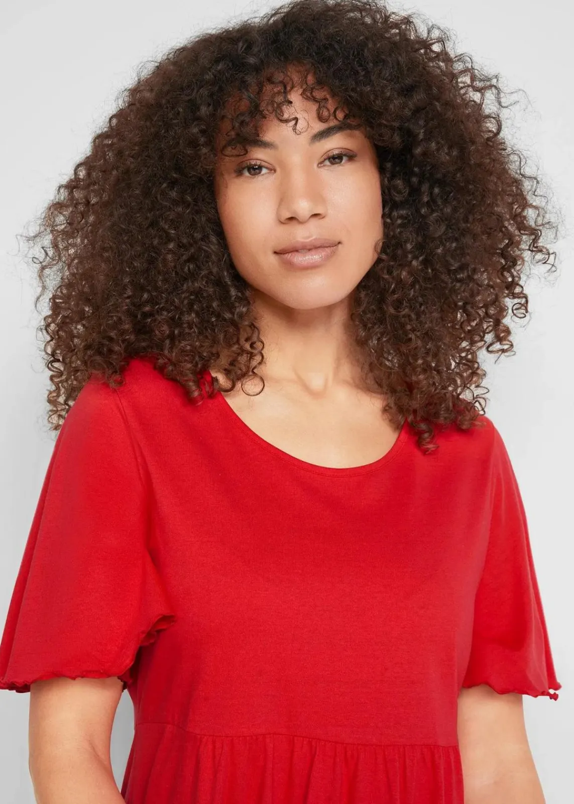 bonprix Nachhaltigere Materialien|Kleider^Jerseykleid aus reiner Baumwolle tomatenrot