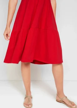 bonprix Nachhaltigere Materialien|Kleider^Jerseykleid aus reiner Baumwolle tomatenrot