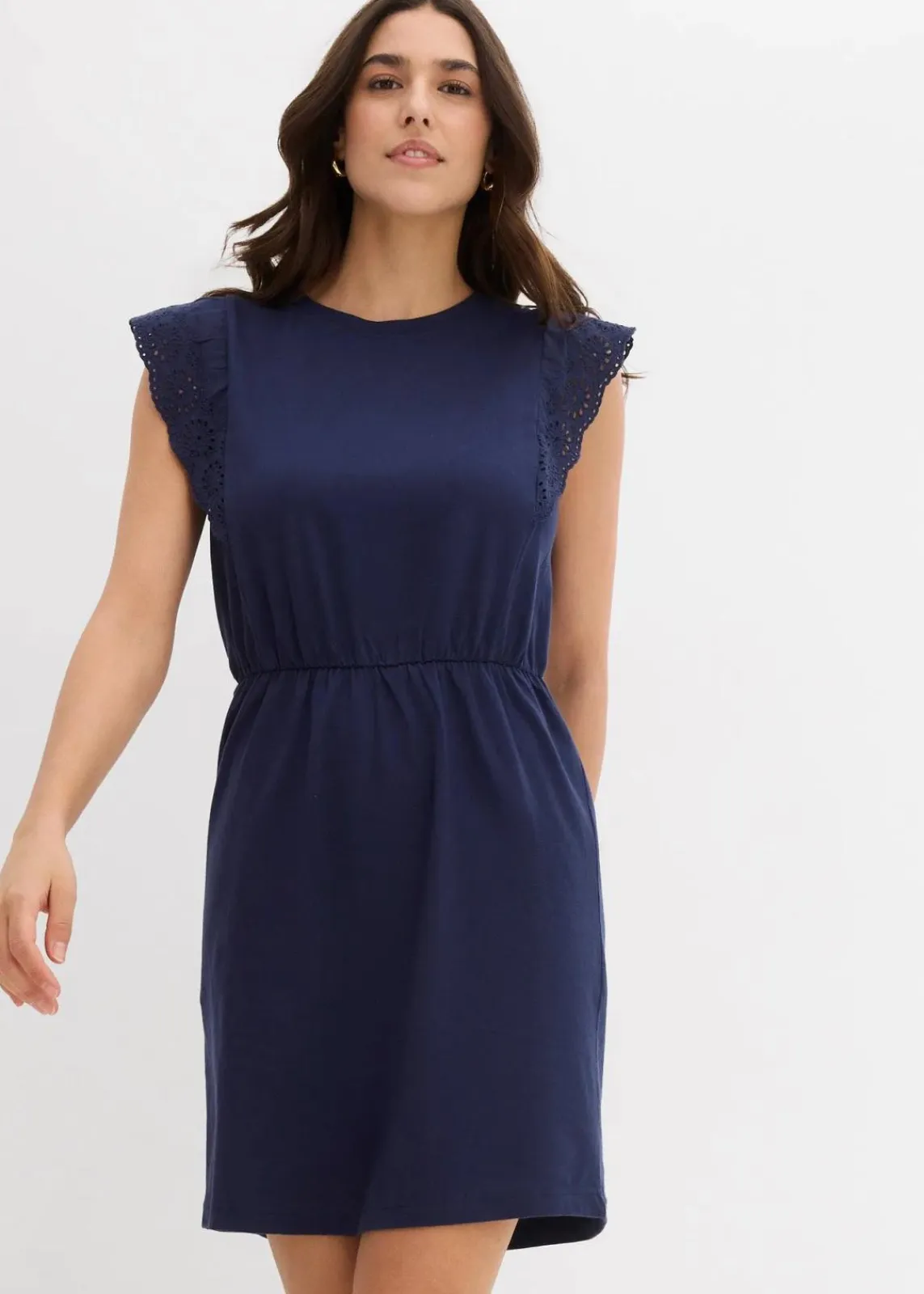 bonprix Bekleidung·Pullover & Strickjacken|Kleider^Jerseykleid aus reiner Baumwolle dunkelblau
