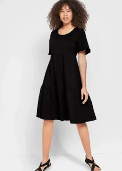 bonprix Bekleidung·Pullover & Strickjacken|Kleider^Jerseykleid aus reiner Baumwolle schwarz