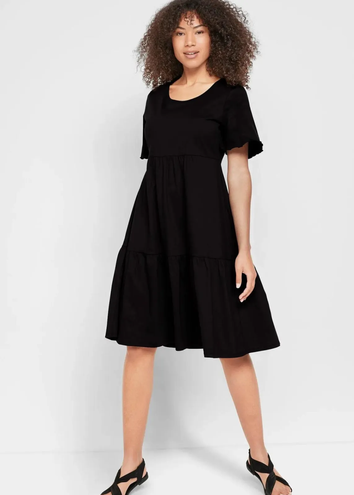 bonprix Bekleidung·Pullover & Strickjacken|Kleider^Jerseykleid aus reiner Baumwolle schwarz