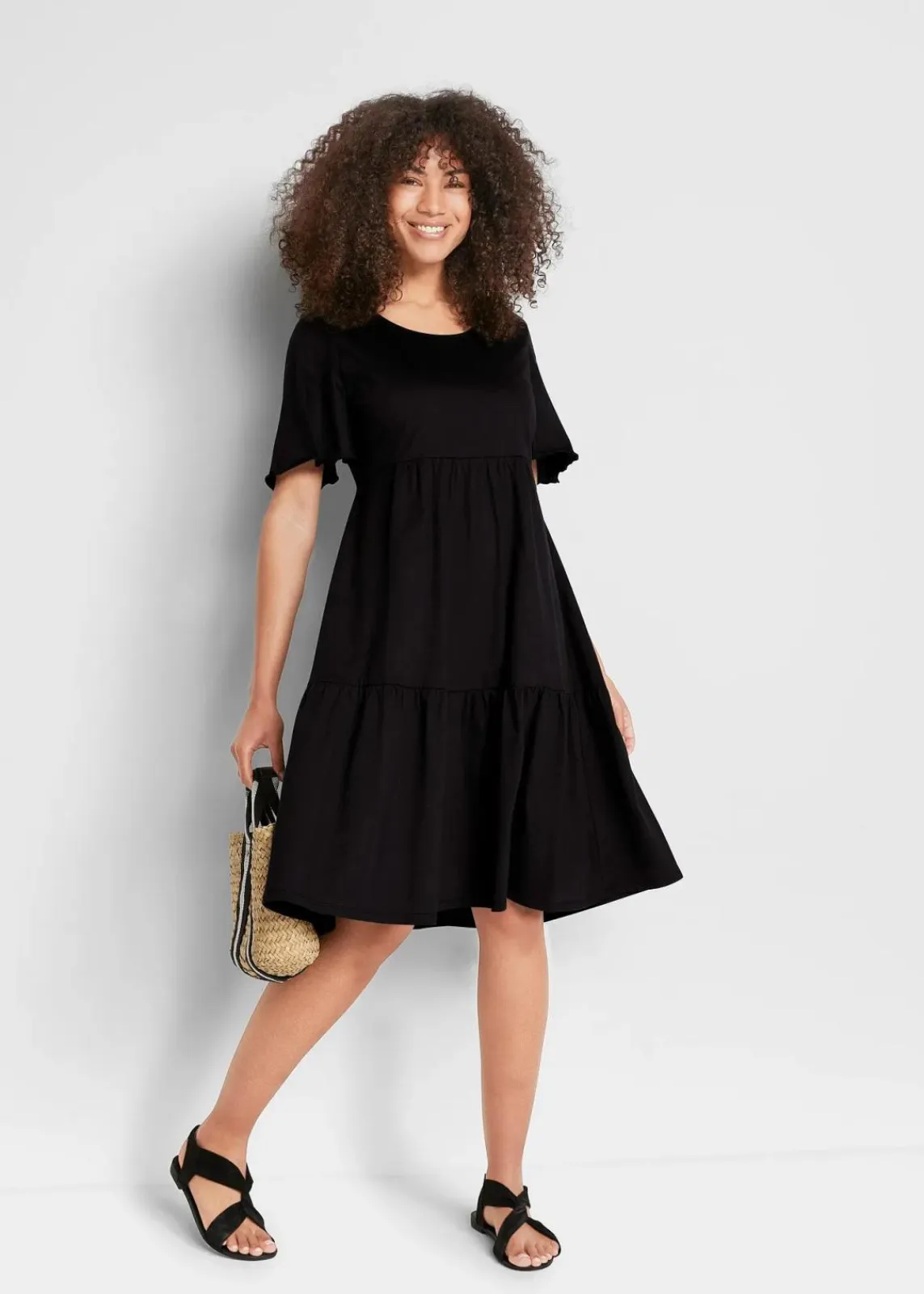 bonprix Bekleidung·Pullover & Strickjacken|Kleider^Jerseykleid aus reiner Baumwolle schwarz