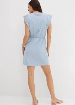 bonprix Kleider|Bekleidung·Pullover & Strickjacken^Jerseykleid aus reiner Baumwolle softblau
