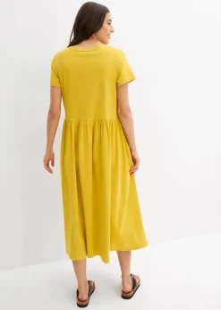 bonprix Kleider|Bekleidung·Pullover & Strickjacken^Jersey-Kleid aus reiner Bio-Baumwolle lemoncurry
