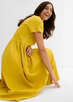 bonprix Kleider|Bekleidung·Pullover & Strickjacken^Jersey-Kleid aus reiner Bio-Baumwolle lemoncurry
