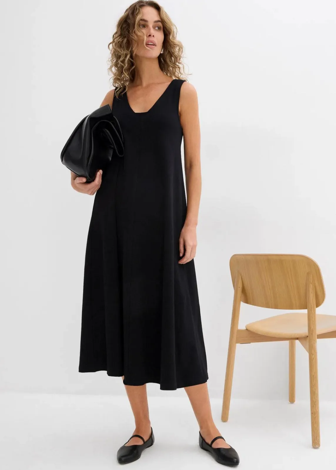 bonprix Bekleidung·Pullover & Strickjacken|Kleider^Jerseykleid aus reiner Bio-Baumwolle schwarz