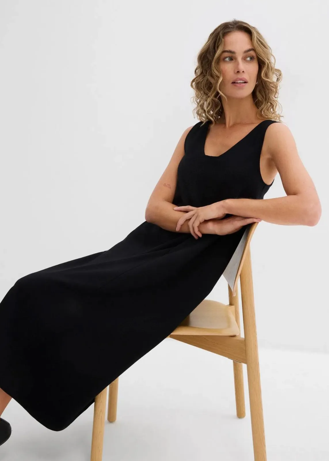 bonprix Bekleidung·Pullover & Strickjacken|Kleider^Jerseykleid aus reiner Bio-Baumwolle schwarz