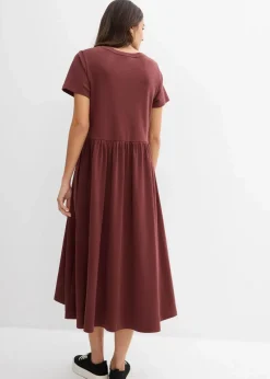bonprix Bekleidung·Pullover & Strickjacken|Kleider^Jersey-Kleid aus reiner Bio-Baumwolle kaffeebraun