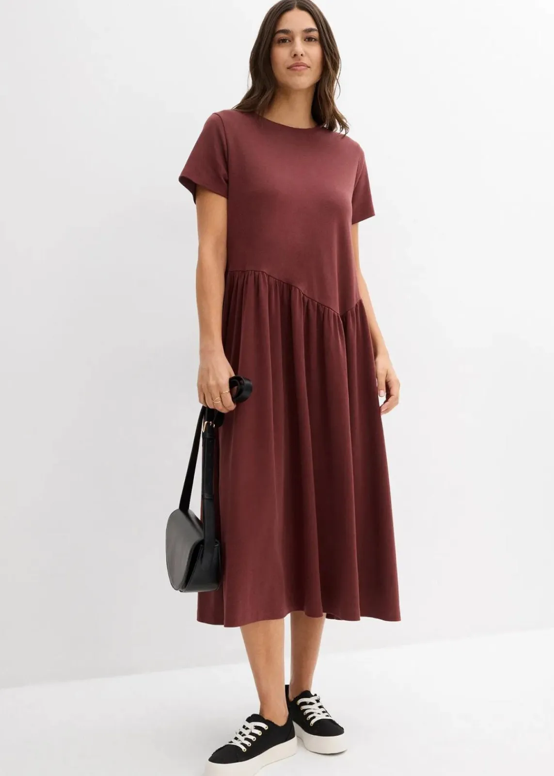 bonprix Bekleidung·Pullover & Strickjacken|Kleider^Jersey-Kleid aus reiner Bio-Baumwolle kaffeebraun