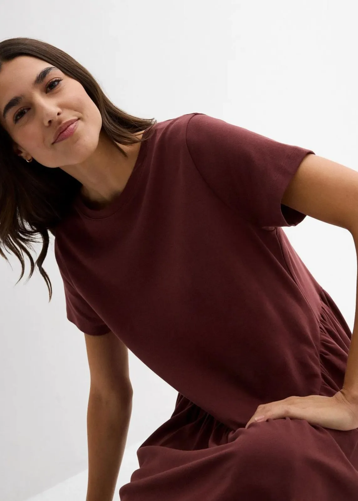 bonprix Bekleidung·Pullover & Strickjacken|Kleider^Jersey-Kleid aus reiner Bio-Baumwolle kaffeebraun