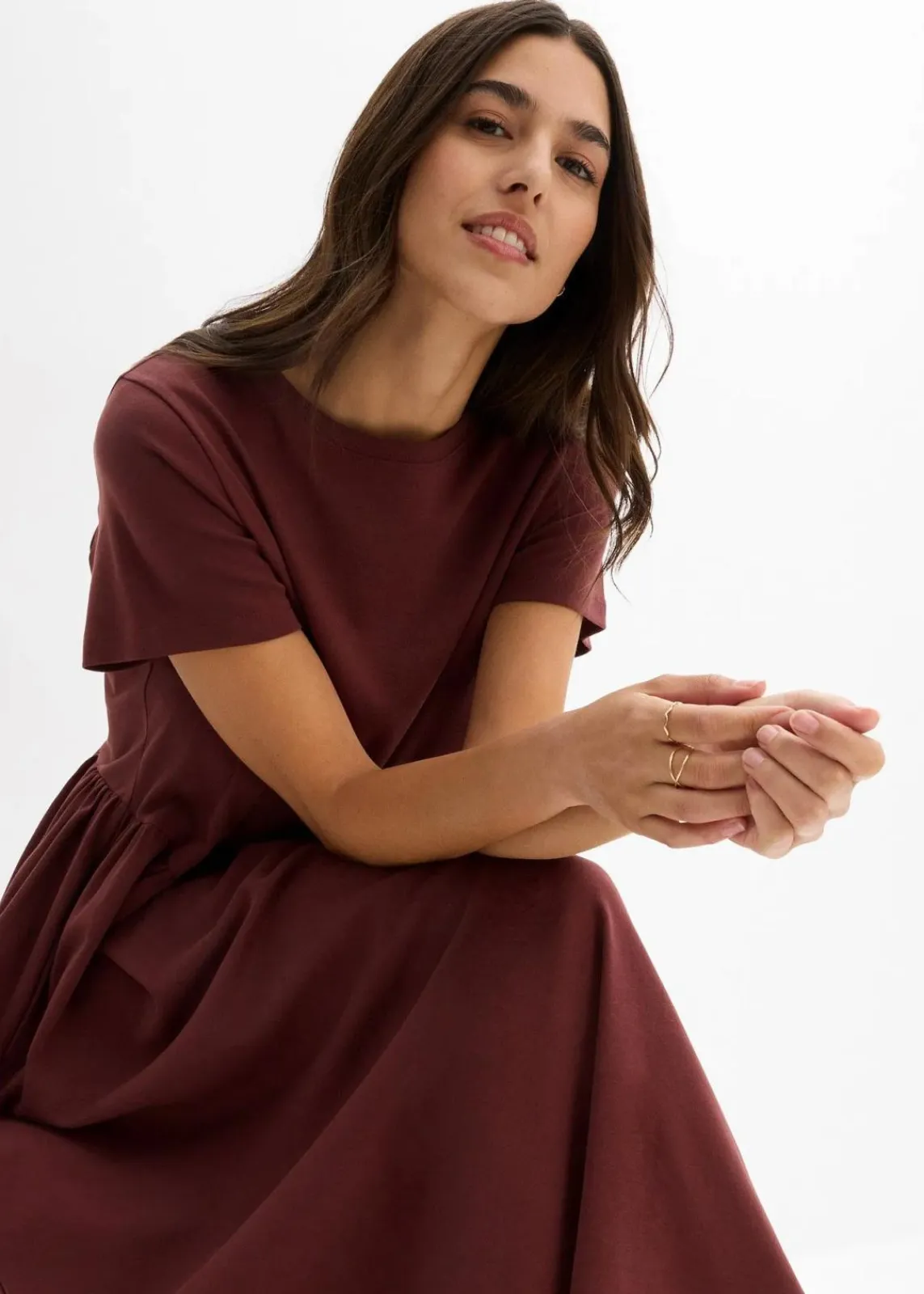 bonprix Bekleidung·Pullover & Strickjacken|Kleider^Jersey-Kleid aus reiner Bio-Baumwolle kaffeebraun