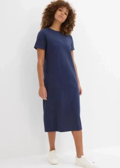 bonprix Basics|Kleider^Jerseykleid aus reiner Bio-Baumwolle dunkelblau