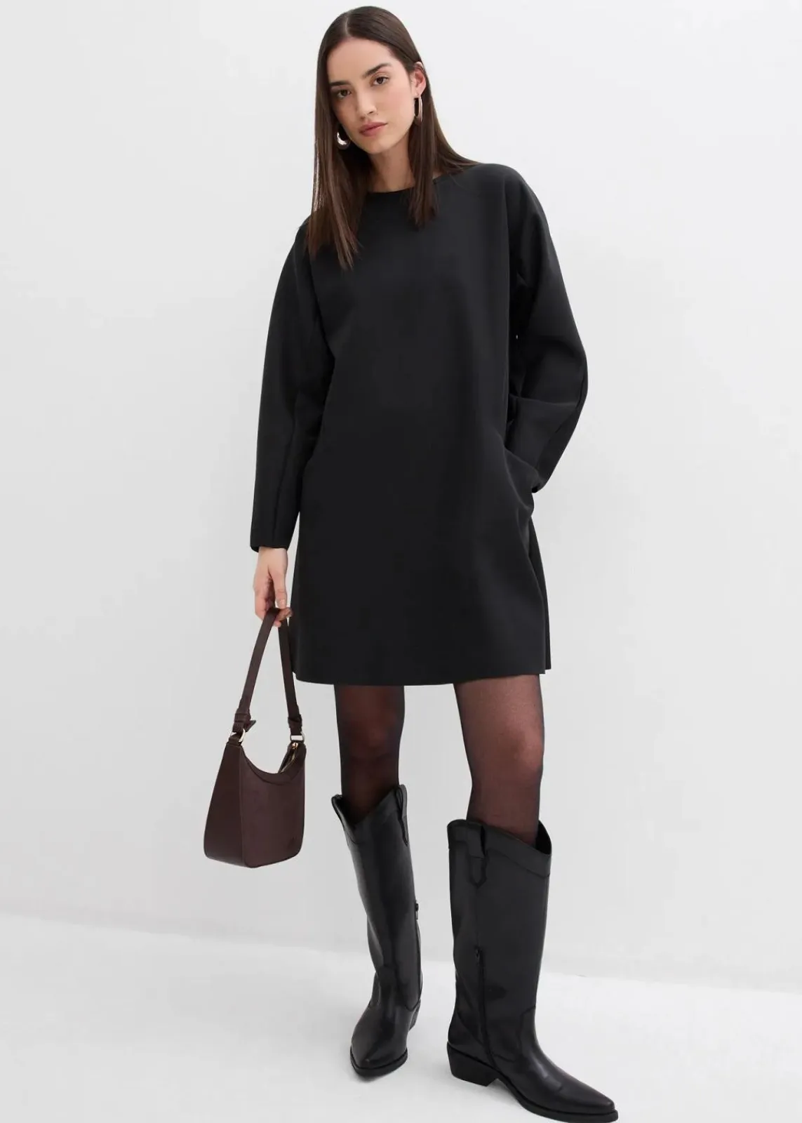 bonprix Bekleidung·Pullover & Strickjacken|Kleider^Jerseykleid aus Scuba schwarz