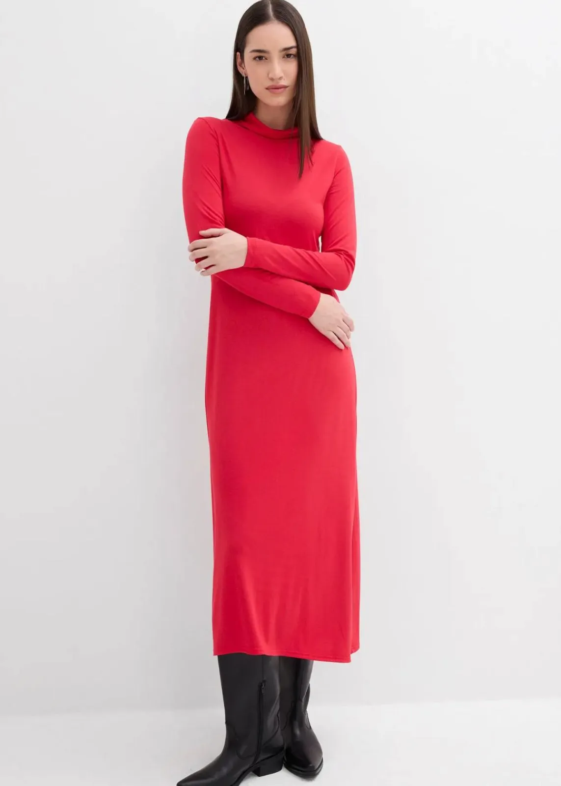 bonprix Kleider|Bekleidung·Pullover & Strickjacken^Jerseykleid aus softem Modal-Mix rot