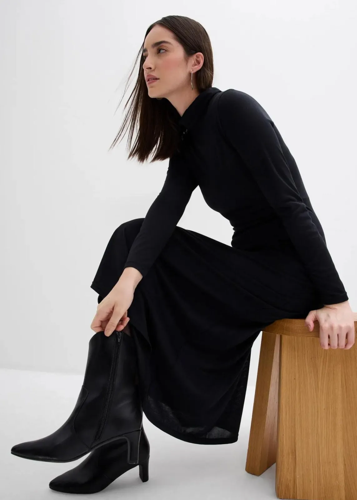 bonprix Bekleidung·Pullover & Strickjacken|Kleider^Jerseykleid aus softem Modal-Mix schwarz